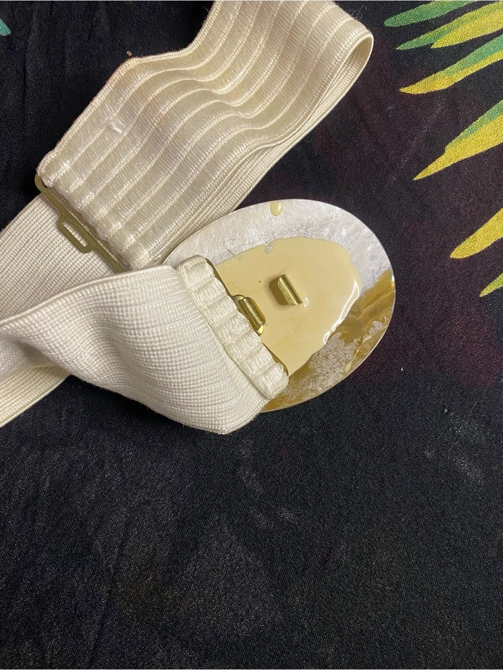 Vintage Neutral Shell Accent Stretch Belt - Ivory